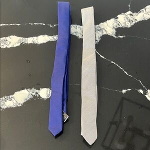 Super Skinny Mens Ties - Royal Blue and Grey/White